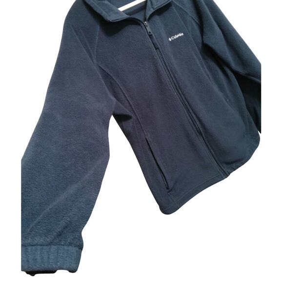 Columbia Navy fleece zip up jacket 2 zipper outside pockets 2 inside size XXL - Picture 2 of 10